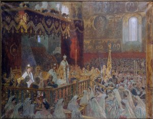 Die Krönung von Zar Nikolaus II. von Laurits Regner Tuxen