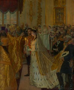 Die Hochzeit von Zar Nikolaus II. und Prinzessin Alix von Hessen-Darmstadt am 26. November 1894, 1895 von Laurits Regner Tuxen