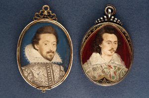 Links: Porträt eines jungen Mannes von Lawrence Hilliard, ca. 1620. Rechts: Porträt eines jungen Mannes von Nicholas Hilliard (1547-1619), ca. 1585