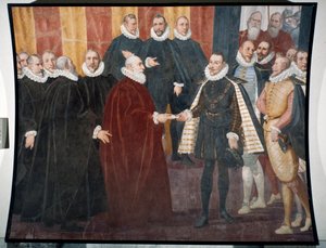 Treffen von Dogen Giacomo Durazzo Grimaldi und Infant Don Juan von Österreich (Fresko)