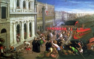 Riva degli Schiavoni, Venedig (Detail) von Leandro da Ponte Bassano