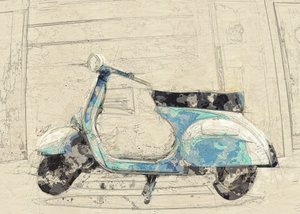 Blauer Vintage-Roller