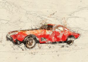 Klassische Rote Auto Skizze von Lembayung senja studio [Vintage Poster]
