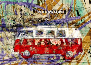 Bunte Retro-Van-Kunst