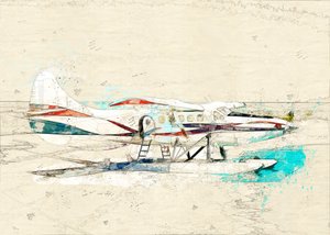 Vintage Wasserflugzeug Skizze