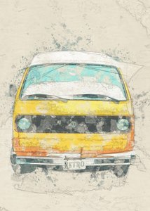 Gelber Retro Camper Van