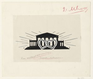 Tempel mit zwei ineinander verschlungenen Herzen von Leo Gestel (signed by artist)