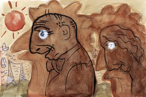 Karikatur von Leo Gestel und seiner Frau (ca. 1891–1941) von Leo Gestel
