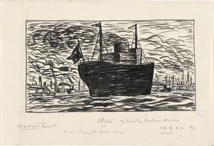Schiff fährt in den Hafen von London ein von Leo Gestel
