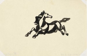 Springendes Pferd mit nach hinten gedrehtem Kopf von Leo Gestel