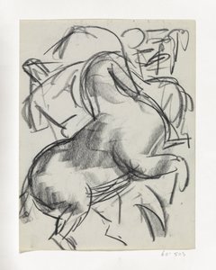Steigendes Pferd mit Figur im Hintergrund von Leo Gestel