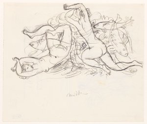 Zwei nackte Frauen und drei Fische von Leo Gestel