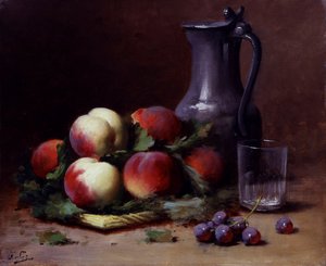 Stillleben mit Früchten, Äpfeln und Trauben von Leon-Charles Huber
