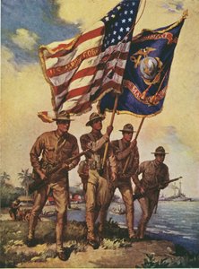US-Marines mit Flaggen