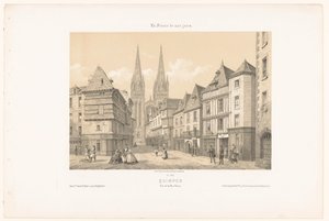 Blick auf die Rue Kéréon und die Kathedrale in Quimper