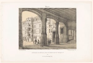 Ansicht des Innenraums des Schlosses von Blois mit dem achteckigen Treppenturm von König Franz I.
