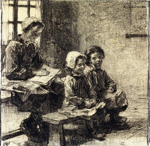 Kleine Mädchen in der Schule von Mont-Saint-Pere