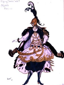 Kostümentwurf für eine Mazurka (Herr), aus Dornröschen von Leon Bakst