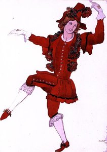 Kostümentwurf für einen Pagen des Feen-Berges, aus Dornröschen von Leon Bakst