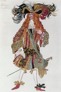 Kostümentwurf für Galisson, den Prinzenlehrer, aus dem Ballett "Dornröschen" von Peter I. von Leon Bakst