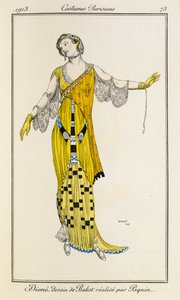 Dioné, Zeichnung von Bakst, gemacht von Jeanne Paquin. Costumes Parisiens Nr. 73 von Leon Bakst