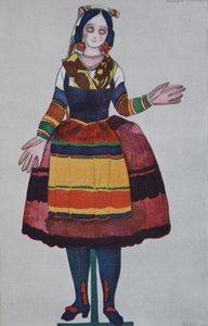 Italienische Puppe. Kostümentwurf für das Ballett Der magische Spielzeugladen von G. Rossini, 1919 von Leon Bakst
