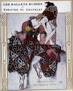 Les Ballets Russes im Théâtre du Châtelet: Kostüm für "La Péri" - Aquarell von Bakst, in "Comoedia illustriert" von Leon Bakst