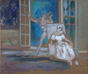 Nijinsky und Karsavina im Ballett Le Spectre de la Rose, 1911 von Leon Bakst