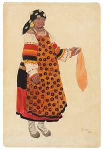 Bäuerin. Kostümentwurf für das Vaudeville Altes Moskau im Théâtre Femina, Paris, 1922 von Leon Bakst