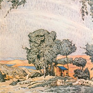 Bühnenbild für Akt I von Helena von Sparta, aufgeführt von Ida Rubensteins Balletttruppe, 1912