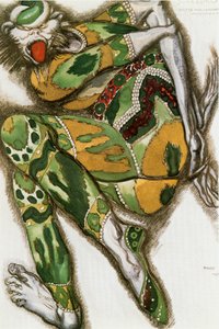 Das grüne Monster, Kostümentwurf für Nikolai Rimski-Korsakows Oper "Sadko" von Leon Bakst