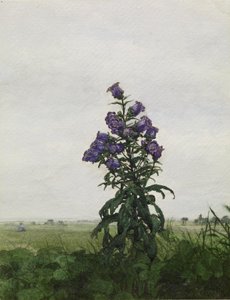 Glockenblume vor einer Landschaft von Léon Bonvin