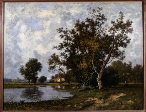 Landschaft à la Mare, Gemälde von Leon Richet (1847-1907) 20. Jahrhundert von Leon Richet