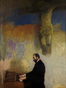 Porträt von Feliks Jasienski (1861-1929) an der Orgel von Leon Wyczolkowski