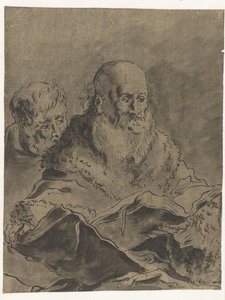 Bärtiger Mann in Pelzmantel mit zwei aufgeschlagenen Büchern von Leonaert Bramer