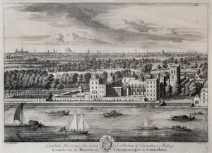 Lambeth, der Palast seiner Gnaden des Erzbischofs von Canterbury, graviert von I. Kip