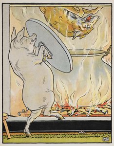 Illustration für das Märchen "Die drei kleinen Schweinchen" von Leonard Leslie Brooke
