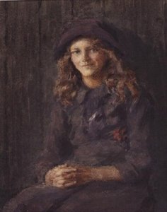Junges Mädchen mit lila Hut, ca. 1918 von Leonard Skeats