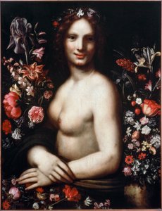 Büste einer jungen Frau namens Flora (Flora) unter den Blumen von Leonardo da (after) Vinci
