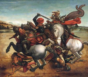 Der Kampf um das Banner aus der Schlacht von Anghiari von Leonardo da (follower of) Vinci