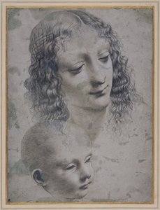 Der Kopf einer Frau und der Kopf eines Babys von Leonardo da (follower of) Vinci