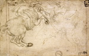 Ein Reiter im Kampf mit einem Greif, 16. Jahrhundert von Leonardo da Vinci