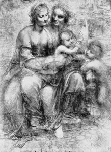 Karikatur von St. Anna mit Madonna und Kind und St. Johannes, 15. Jahrhundert von Leonardo da Vinci