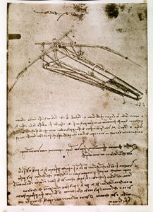 Auszug aus einem Da Vinci Manuskript über die Konstruktion einer Flugmaschine von Leonardo da Vinci