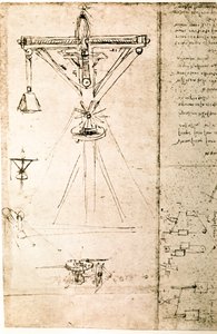 Auszug aus einem Da Vinci Manuskript über das Prinzip und den Bau eines "Kranes" von Leonardo da Vinci