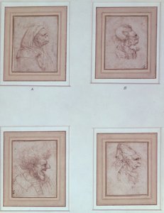 Vier Karikaturen von Leonardo da Vinci
