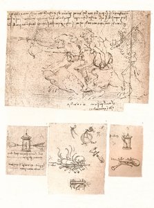 Vier Zeichnungen allegorischer Darstellungen, ca. 1472-ca. 1519, 1883 von Leonardo da Vinci