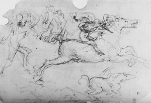 Galoppierender Reiter und andere Figuren, um 1480 von Leonardo da Vinci