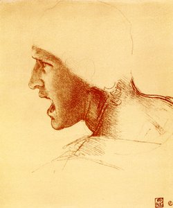 Kopf eines schreienden und angreifenden Kriegers von Leonardo da Vinci