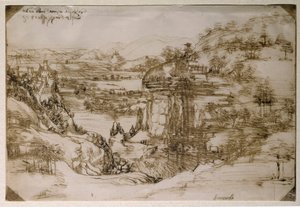 Landschaft von Santa Maria della Neve: die Landschaft des Arnotals (Bleistiftzeichnung)